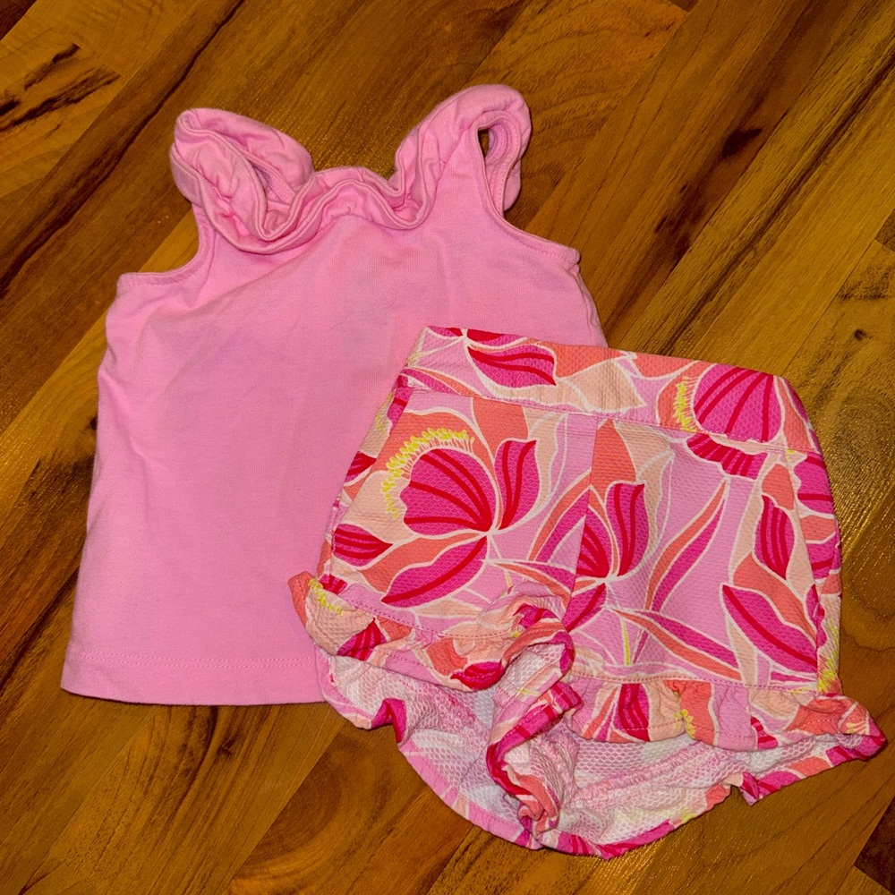Janie‎ and Jack two piece summer short set 3-6 months floral preppy
